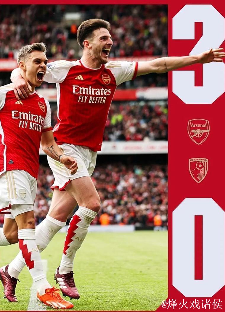 英超-赖斯双响 阿森纳3-2逆转伯恩茅斯迎联赛5连胜